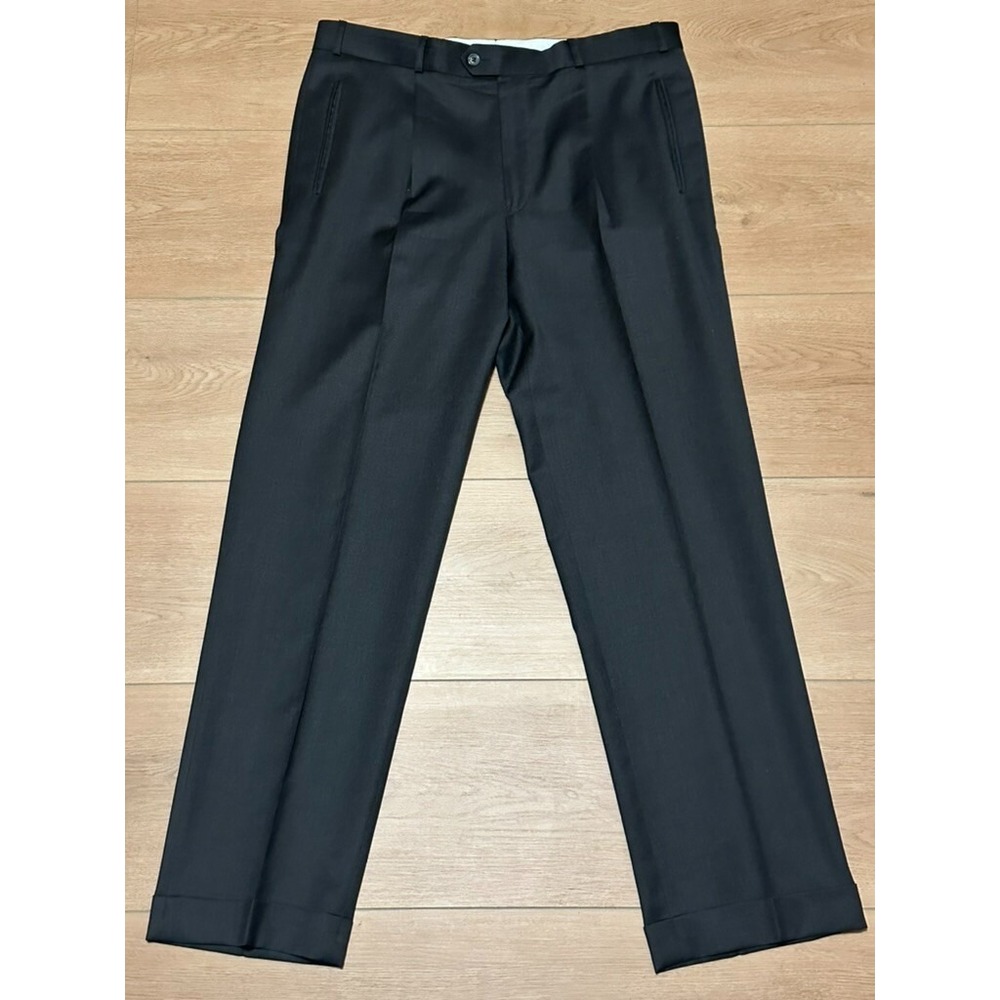BRAX Feel Good Delano Wool Mens Pants 36X32 Dark Gray Classic Preppy Cuffed Hem